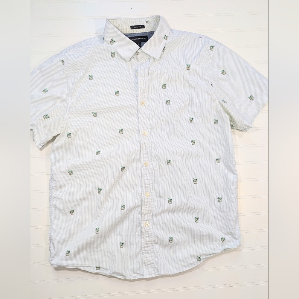 Banana Republic Cotton Slim Fit Cocktail Print Button-down Shirt